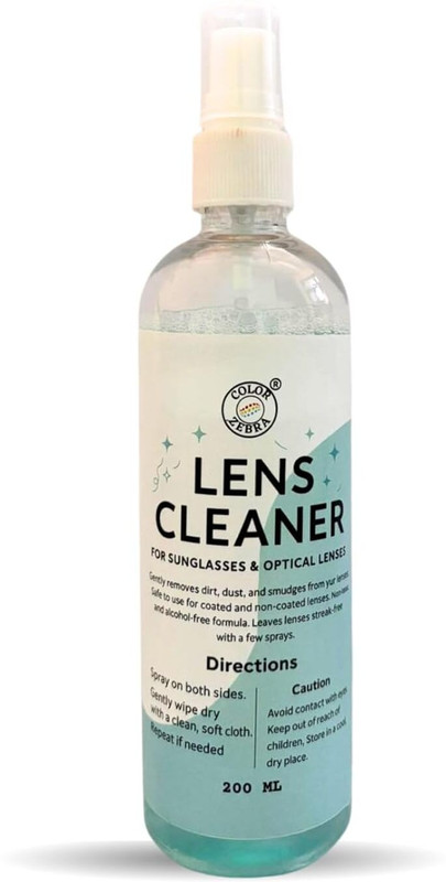 Color Zebra Lens Cleaner Spray Alcohol-Free for Eyeglasses, Sunglasses & Optical Lenses  Lens Cleaner(200 ml, 3X3 inch, Pack of 1)