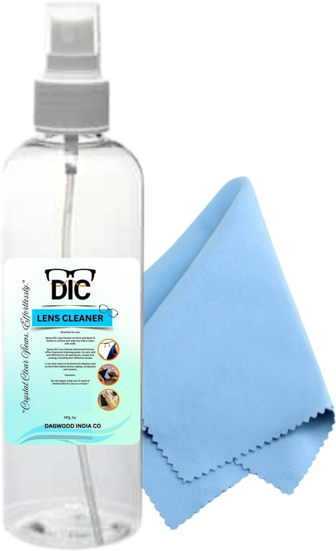 DIC 100ml Lens Cleaning Solution Spray with Microfiber Cloth | No Foam, No Detergent  Lens Cleaner(100 ml, 10 x 10 inch, Pack of 1)