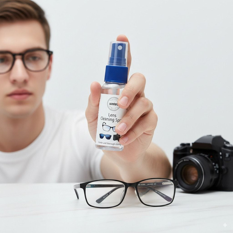 VisioneX Premium Lens Cleaner Spray Kit – Safe for Eyeglasses, Screens, Binoculars  Lens Cleaner(60 ml, 4*6 inch Cloth Size inch, Pack of 1)