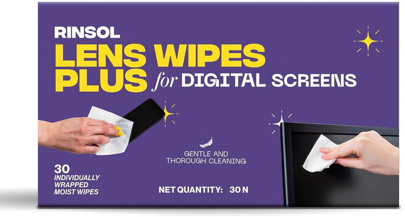 Rinsol Lens Wipes Plus Pre-Moistened Wipes for Camera, Screens & Lenses  Lens Cleaner(0 ml, 6 inch, Pack of 30)