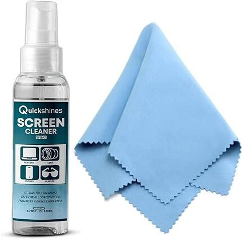 Quickshines Screen Cleaner Spray Kit for Laptop, LED TV, Mobile Phone, Camera Lens  Lens Cleaner(200 ml, 6 inch, Pack of 2)