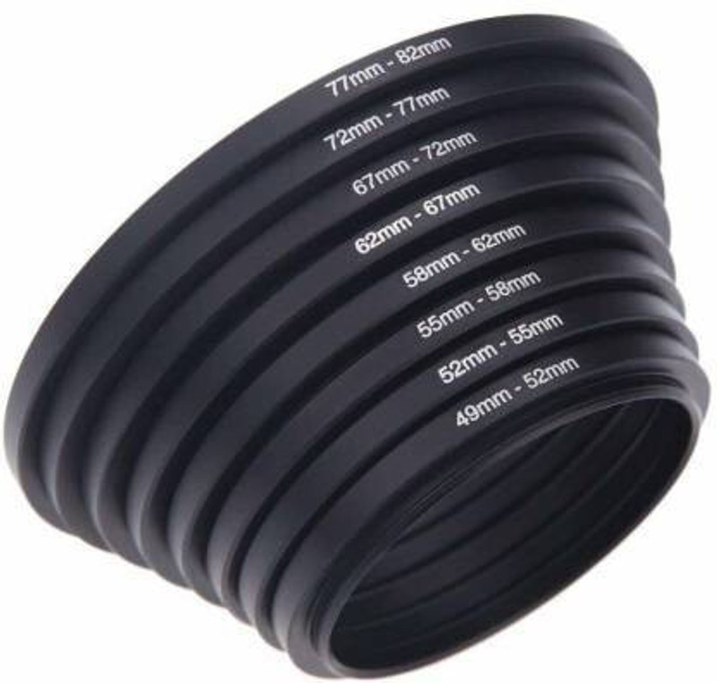 MILLETS Branded (Made in India) 49mm-82mm Lens Stepping Ring,Include 8 Stepping Lens Hood(82 mm, Black)