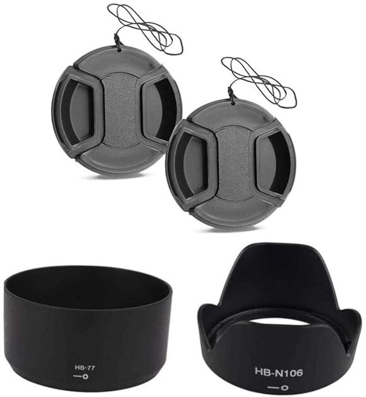 SUPERNIC HB-77 & HBN-106 Lens Hood + 55mm & 58mm Lens caps Lens Hood(58 mm, Black)