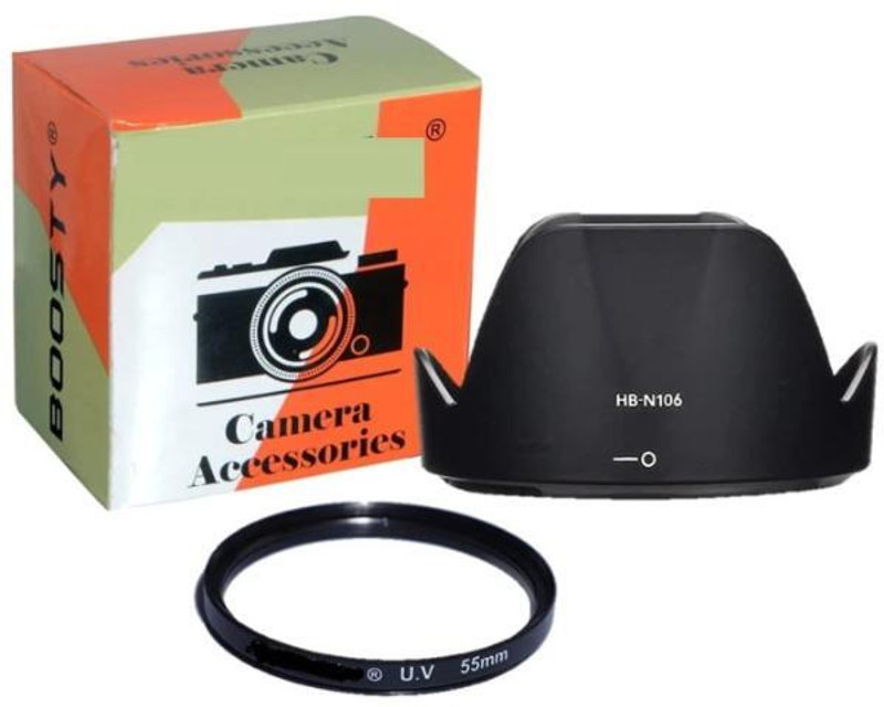 SUPERNIC HB-N106 Lens Hood + 55MM UV Filter | Lens Hood(55 mm, Black)
