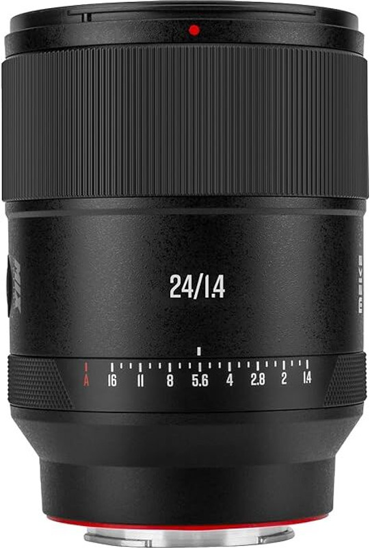 Meike 24mm F1.4 AF Ultra Wide Angle Large Aperture Auto Focus STM Full Frame Super High Resolution 10K Prime Compatible with Sony E Mount Cameras A7III A7IV A7R A7RIII A7R IV A7SIII A9 A7C A7CII Wide-angle Prime Lens(Black, 24 mm)