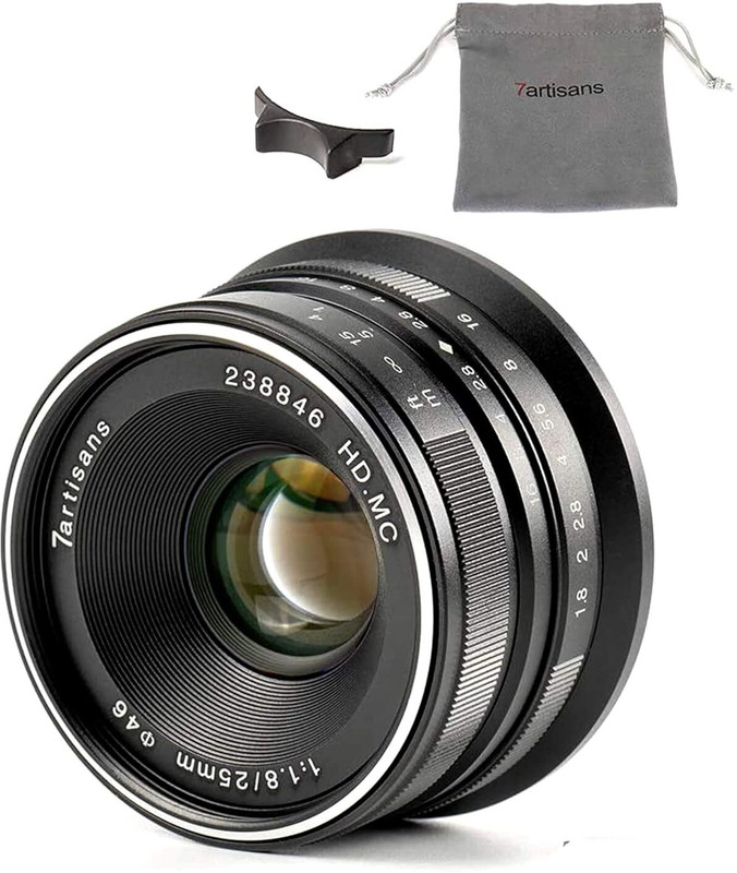 Artek 25mm F1.8 Manual Focus  compatible with Sony E-Mount Cameras Like A7 A7II A7R A7RII A7S A7SII A6500 A6300 A6000 A5100 A5000 EX-3 NEX-3N NEX-3R NEX-F3K NEX-5 NEX-5N - Black Standard Prime  Lens(Black, 25 mm)