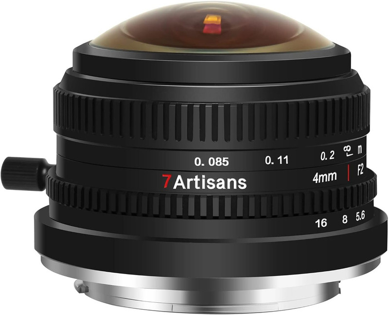 7Artisans 4mm F2.8 Fisheye Ultra Wide Angle  Manual Focus Prime  Compatible for Canon M Mount Mirrorless Camera for Canon Eos-M1 Eos-M2 Eos-M3/M5/M6/M10/M50, Fisheye Prime  Lens(Black, 4 mm)
