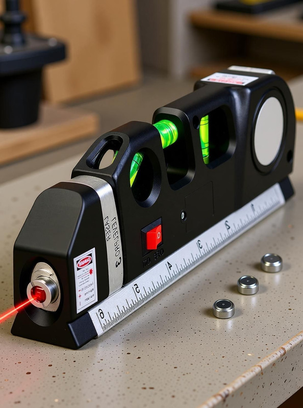 AQUABUCKET Laser level Laser Line leveler Beam Tool with Metric Rulers Distance Laser Level Spirit Level Meter Pro 3 Leveller Line Measuring Tape Non-magnetic Line Level(30 cm)