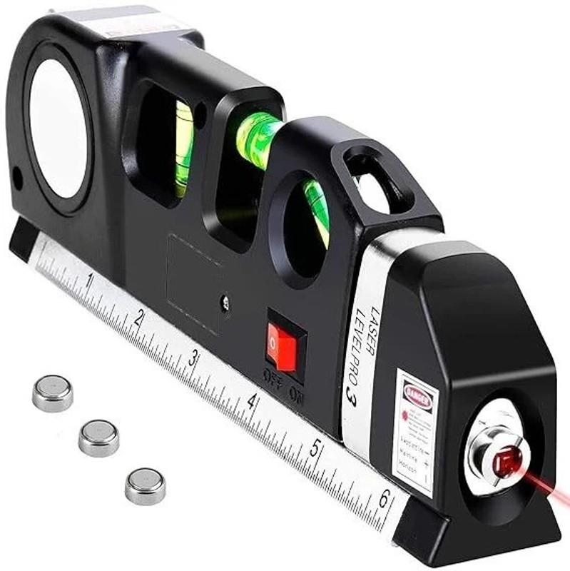 romj TOOL LASER LEVELER Metric Rulers Level Pro 3 Laser Level Line Laser Tape Ruler Adjusted Non-magnetic Engineer's Precision Level(250 cm)
