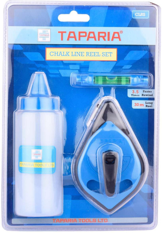 TAPARIA CLRS Chalk Line Reel Set 30M Long Reel 3.5 Times Faster Rewind Non-magnetic Line Level(18 cm)