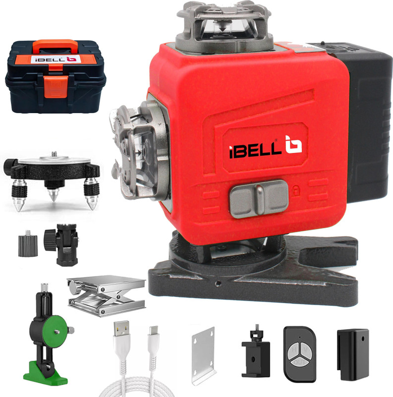 iBELL IBL LL5-16, 16-Line Green Beam Self-Leveling Laser Level, 25m, ±1mm Accuracy, 8 Horizontal & 8 Vertical Lines,Class II,Pulse Mode,Tripod Compatible, 2 Batteries Magnetic Engineer's Precision Level(30 cm)