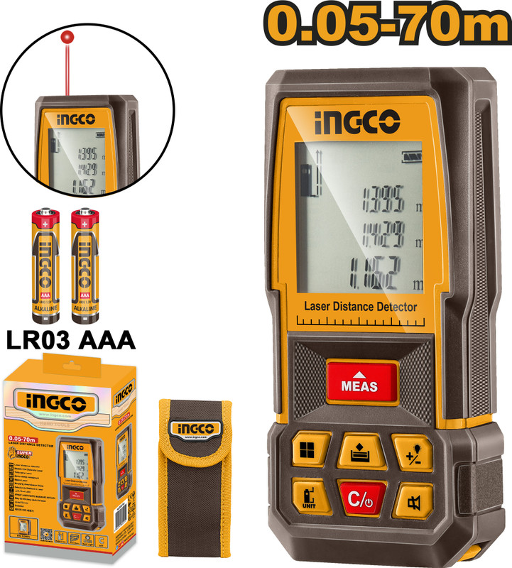 INGCO HLDD0708 HLDD0708 Laser distance detector 0.05-70m Non-magnetic Electronic Level(700 cm)