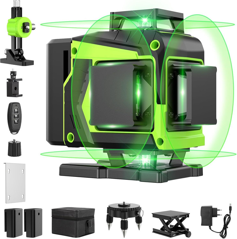 NIKTION 4D 16 Line 4x360 Degree Laser Level Line Tool - Advanced Digital Leveling Instrument Non-magnetic Engineer's Precision Level(40 cm)