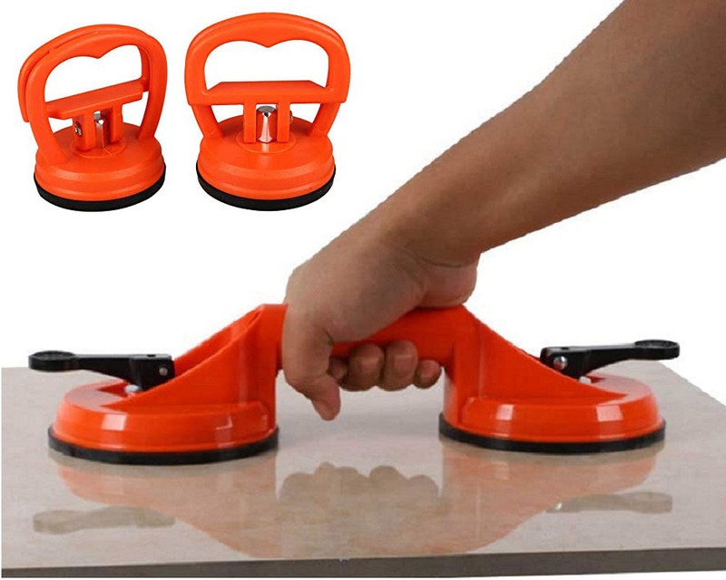 uptodatetools Glass Suction Cup Red Plastic Double-Head Glass Puller Tile Floor Extractor 11.5cm Double Suction Cup Lifting Tool Lever Tool Lever Tool(24 cm)