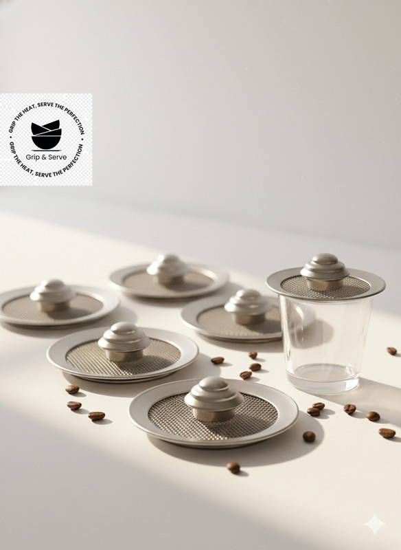 grip and serve Stainless Steel Small Net Lid Set 3.6 inch Lid Set, Pack of 6(Stainless Steel)