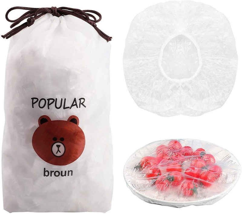 CLICKCART 100 Pcs Fresh Keeping Bags, Reusable Elastic Food Storage Covers 20 inch Lid, Pack of 1(Plastic)