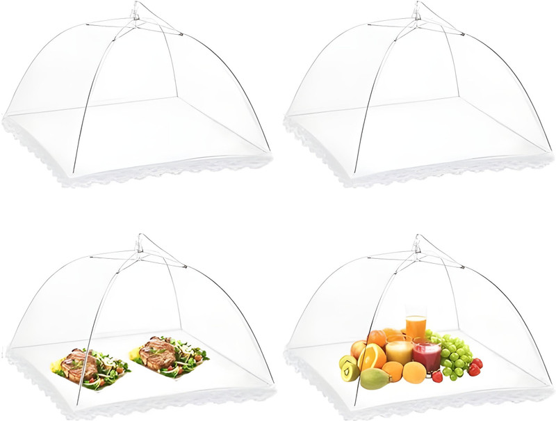 bansi Pop-Up Mesh Food Covers Tent Umbrella 4 Pack 17 inch Reusable 17.39 inch Lid, Pack of 4(Nylon)