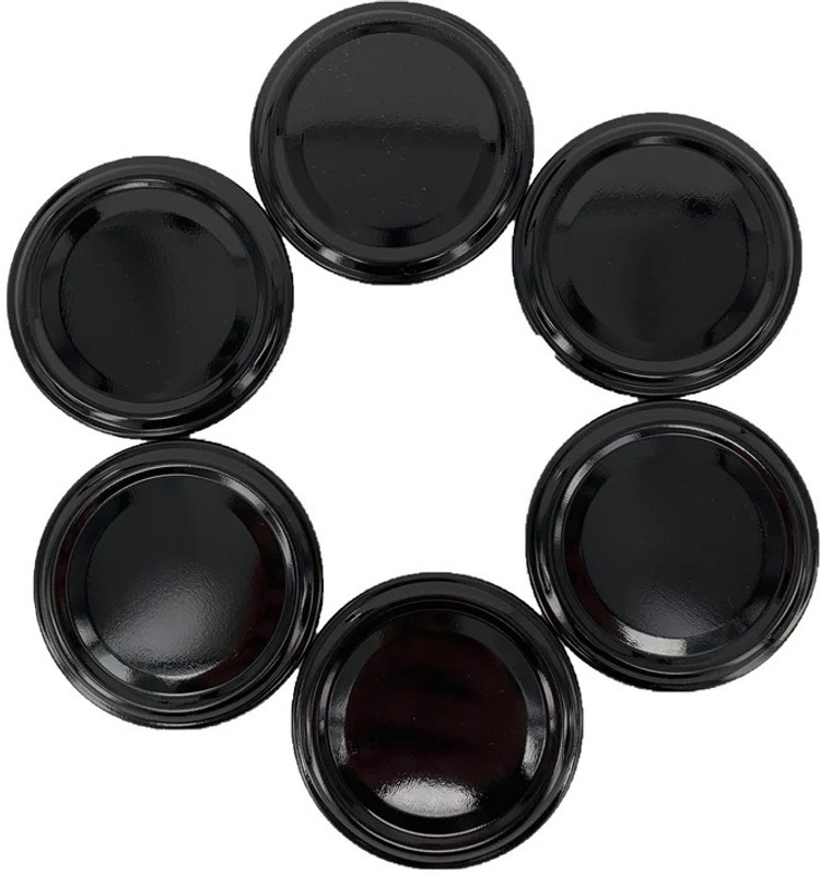 VarniZone 63 mm Glass Jar Blue Chex Lids Only , Rust-proof, Leak Proof Airtight Metal Cap 2.48 inch Lid Set, Pack of 6(Melamine)