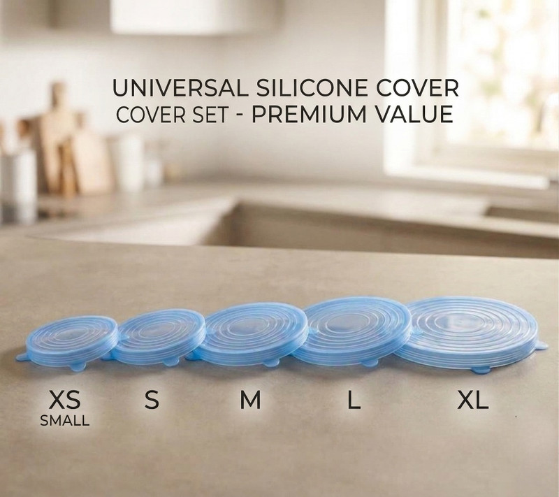 ZUCLLIN Silicone Lid Set Leakproof Reusable Stretch Covers for Containers 9 inch Lid Set, Pack of 6(Silicone)