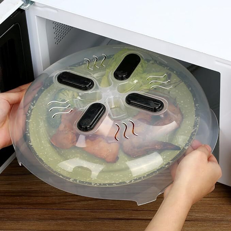 kankinmart Magnet Food Splash Guard Microwave Anti-Sputtering Hover Cover 12 inch Lid, Pack of 1(Plastic)