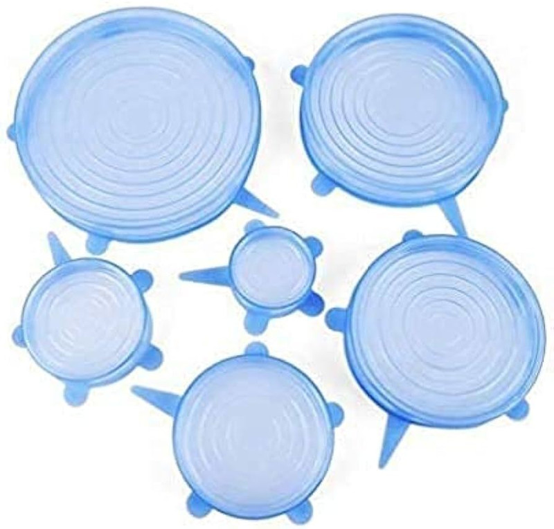ANSHMULTICOM Elastic Silicone Lids Reusable Wrap Alternate for Storage Pails Set of 6 2.6 inch, 3.7 inch, 4.5 inch, 5.7 inch, 6.5 inch, 8.1 inch Lid Set, Pack of 6(Silicone)