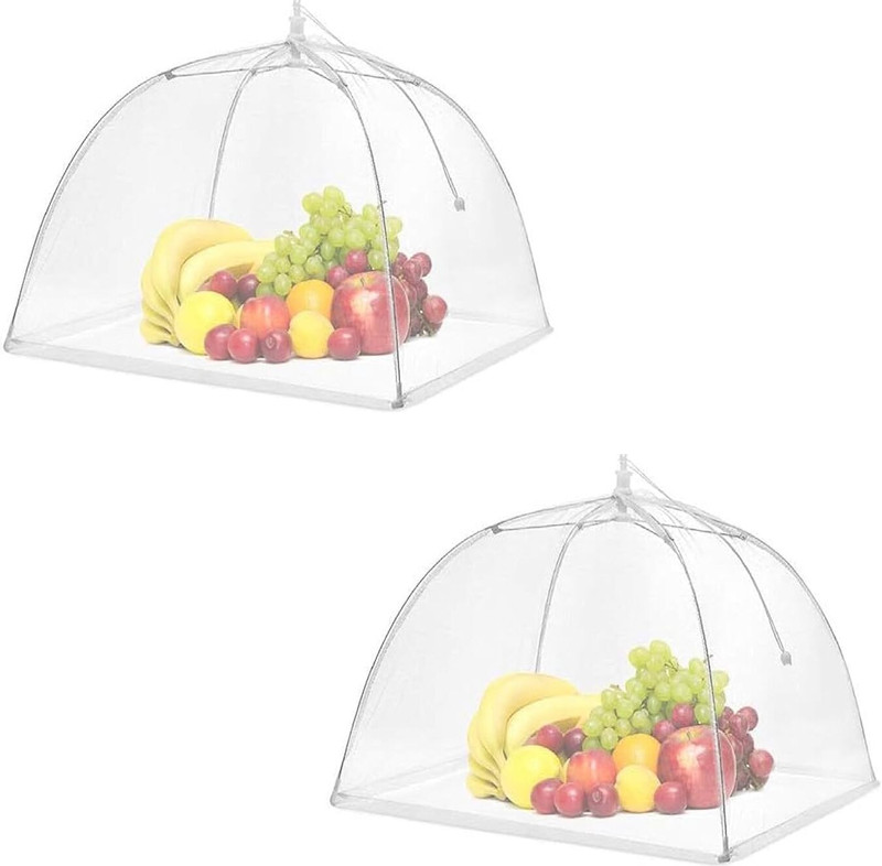 aerrowquick 2 Pack Food Cover Tents Reusable and Collapsible Screen Net Protectors 15 inch Lid Set, Pack of 2(Polyester)