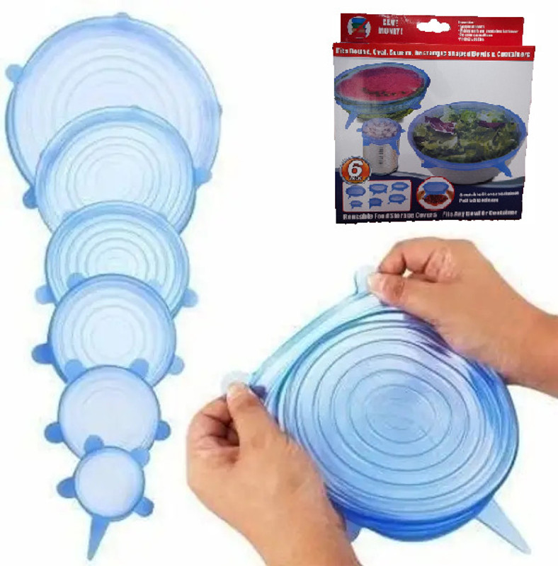 VP Creation SILICONE STRETCHABLE LID 2.6 inch, 3.8 inch, 4.5 inch, 5.7 inch, 6.5 inch, 8.1 inch Lid, Pack of 6(Silicone)