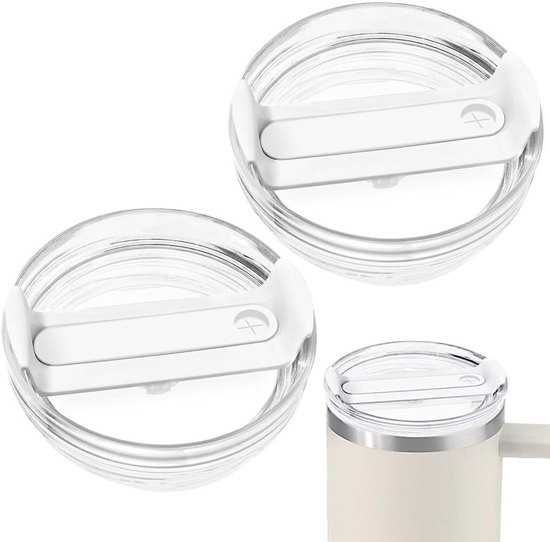 HANNEA 40oz Tumbler Lids 2 Pack Replacement Spill Proof Cover for Stanley and More Mugs 4 inch Lid Set, Pack of 2(Plastic)