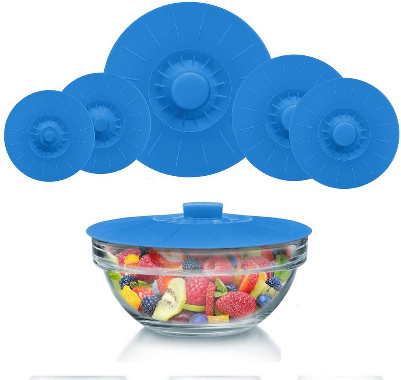 SUPVOX 5 Sizes Silicone Bowl Lids,Silicone Covers for Food,Microwave Safe Lids 10.2 inch Lid, Pack of 5(Silicone)