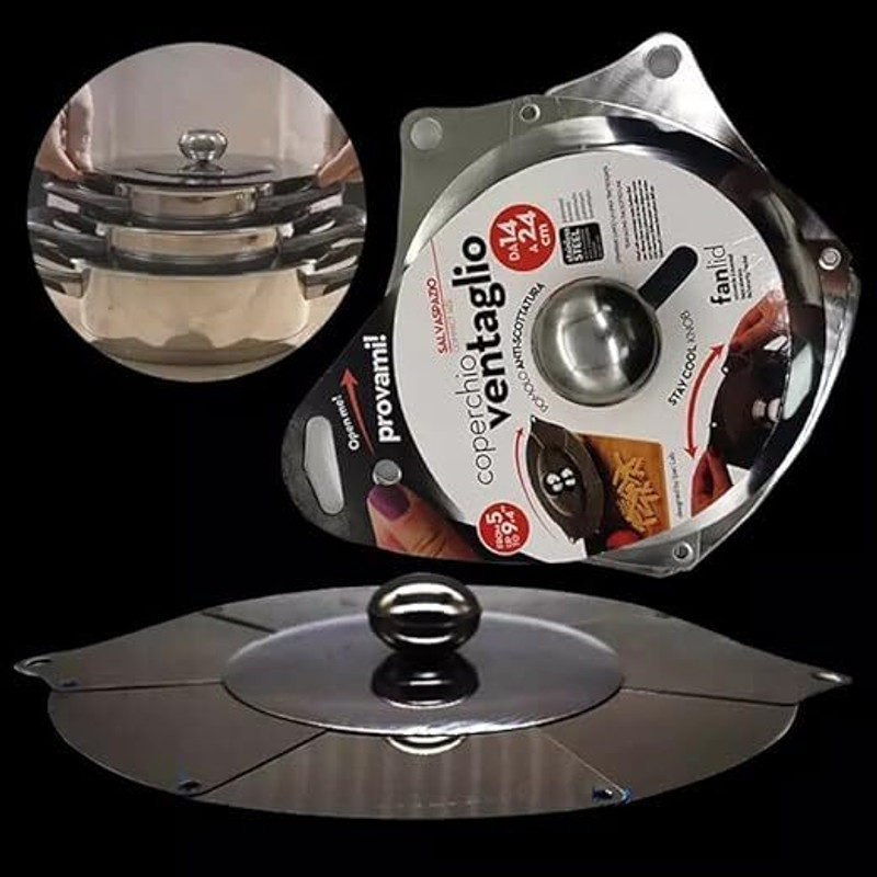TRK HUB Adjustable Stainless Steel Case Multipurpose Folding Lid 12 inch Lid, Pack of 1(Stainless Steel)