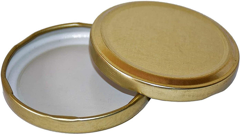 Tap2kaart 63mm Lids For Glass Jars,Rust-proof, LeakProof Airtight Metal Cap (12PCS-GOLDEN) 3.1 inch Lid Set, Pack of 12(Aluminium)