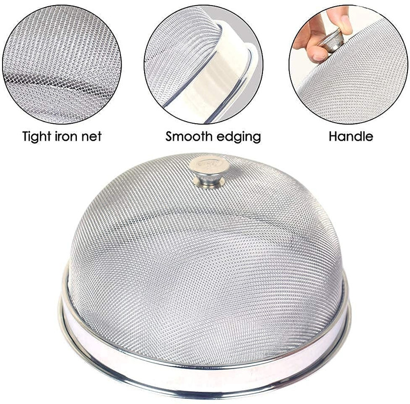 PRABHA 2 PC Silver Net Dish Cover Multipurpose Mesh Dome Food 9 inch, 10 inch Lid, Pack of 2(Stainless Steel)