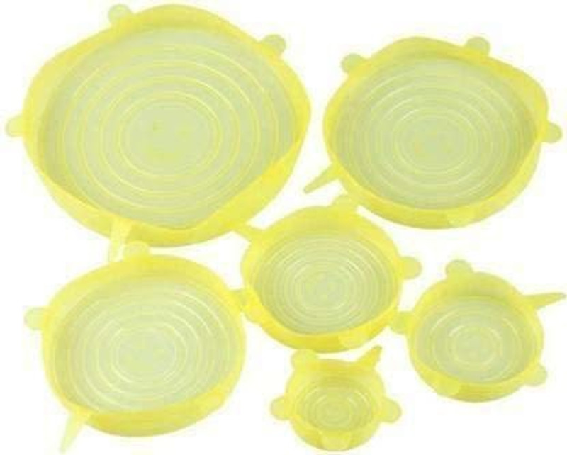 Sai Enterprises Reuseable Flexible Expandable Silicon Stretchable Lids For Containers 8.1 inch Lid Set, Pack of 6(Silicone)