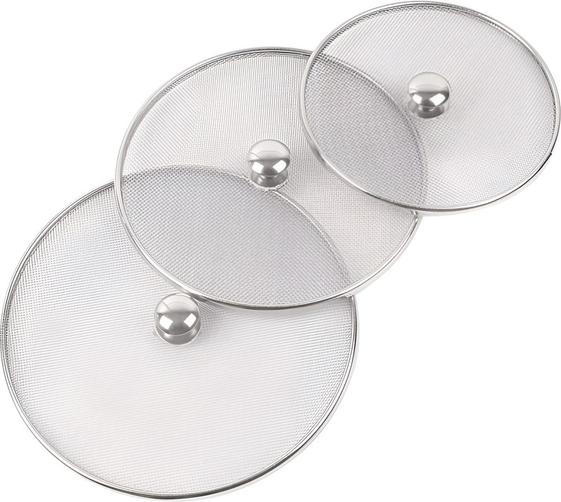 CookoFriends Stainless Steel Food Cover Milk Cover Net Lids Jali Multipurpose 8 inch, 9 inch, 10 inch Lid, Pack of 3(Stainless Steel)