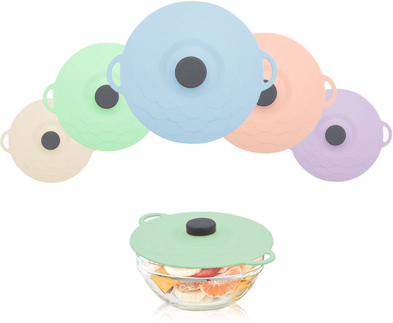 HEERMEX Silicone Stretchable Lids,Reusable Silicone Lids Food And Bowl Covers 4 inch Lid Set, Pack of 6(Silicone)