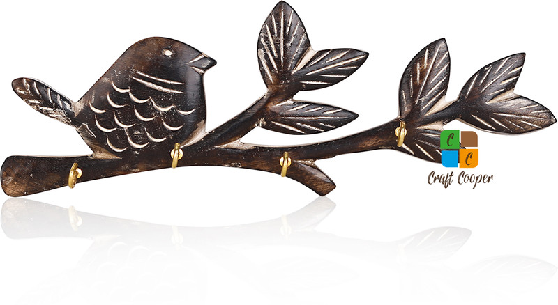 Craft Cooper Wrought Iron Antique Finish Bird Keyholder showpiece for Home décor Rod Wood Light Hanging Chain Rod