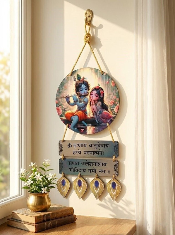 Nexkart Global RadhaKrishna_Hng S-Hook Wood Light Hanging Chain Rod