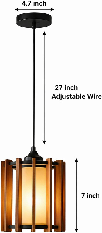 Ramshooza Brown cylindrical hanging lamp S-Hook Wood Light Hanging Chain Rod