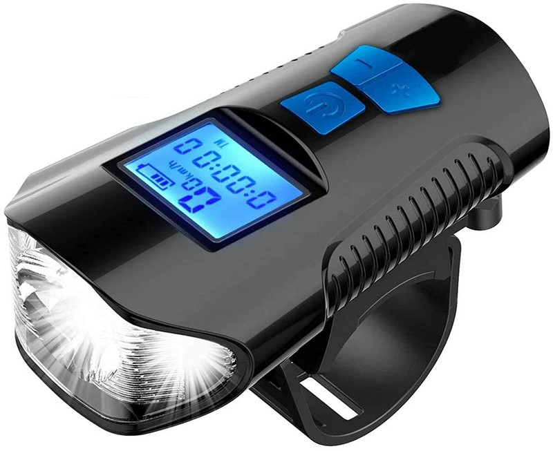TUHI 3 in1USB Rechargeable LED Cycle Light Cycle Speedometer and horn LED Front Light(Multicolor)