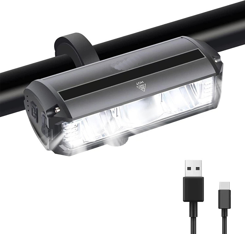 SHIVEXIM Super Bright LED Light 900 Lumens USB Rechargeable 2000 mAh-4 Modes, Waterproof LED Front Light(Black)