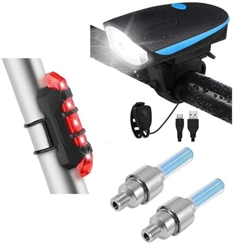 XAIPRO LED Front Rear & Valve Light ,Waterproof USB Rechargeable LED Front Rear Light Combo(Multicolor)