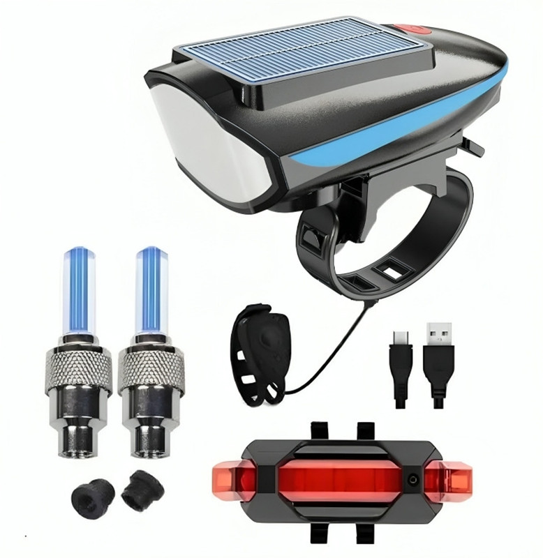 BLACKBELL Bicycle Combo Of Solar USB Front Cycle Light Back TailLight And Tyre Valve Light LED Front Rear Light Combo(Multicolor)