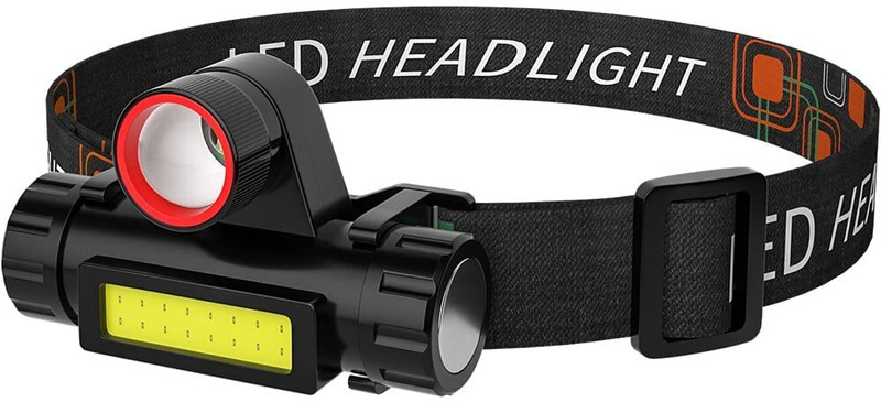 EIS Plastic Headlamp USB Rechargeable, Waterproof Headlight Flashlight with Zoomable LED Headlamp(Black)