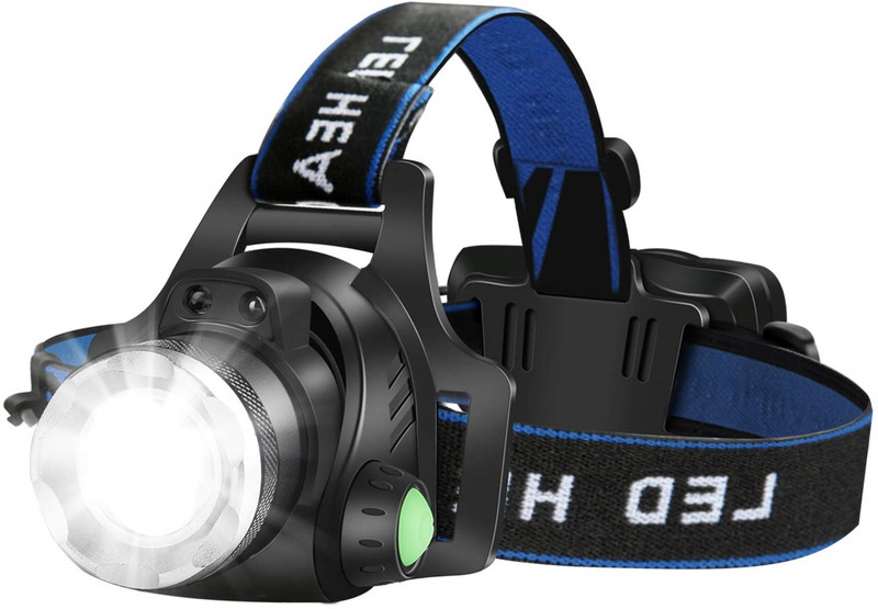 KIZJORYA Head lamp Headlight Weatherproof LED Flash Light with 2 Rechargeable Battery Torch(Multicolor, 9 cm, Rechargeable)