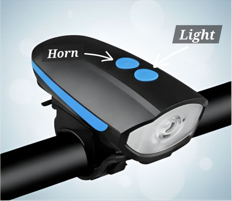 POMORA 2-in-1 Rechargeable Bicycle Front Light with Loud Horn & Dual Button Control LED Front Light(Multicolor)
