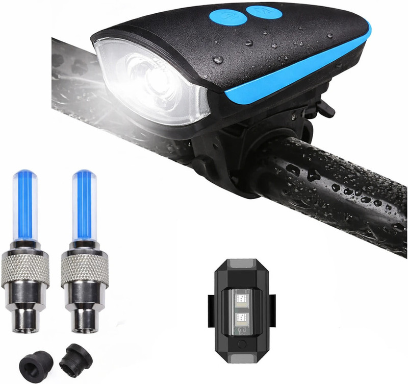 ABC AMOL BICYCLE COMPONENTS LED Bicycle Front Rear & Helmet Light ,Waterproof USB Rechargeable Cycle Light LED Front Rear Light Combo(Black)