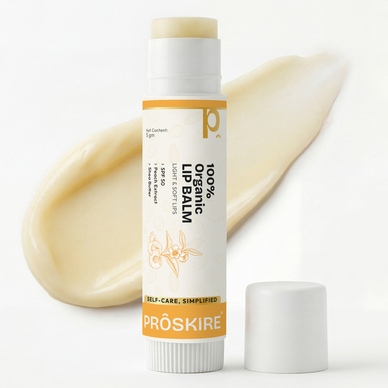 Proskire 100% Organic Lip Balm | Dark & Dry to Pink & Buttery Lips | For Men & Women | Peach Extract(Pack of: 1, 5 g)
