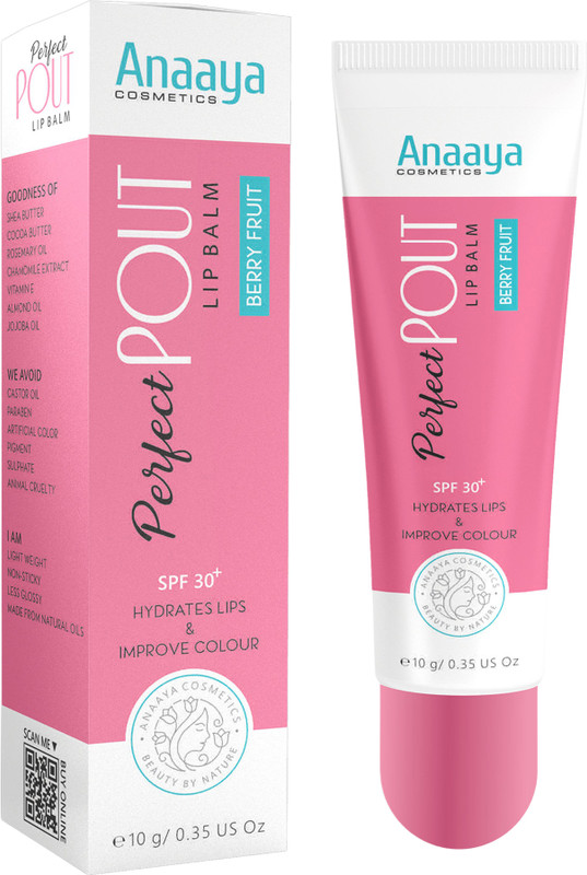 anaaya Perfect Pout Lip Balm SPF 30 Enriched with Shea and Cocoa Butter Berry Fruit Berry Fruit(Pack of: 1, 10 g)