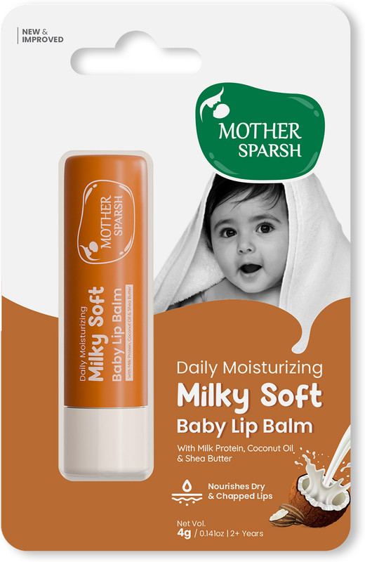 Mother Sparsh Milky Soft Lip Balm for Babies, Nourishes Dry Chapped Lips With Milk Protein Coconut(Pack of: 1, 4 g)