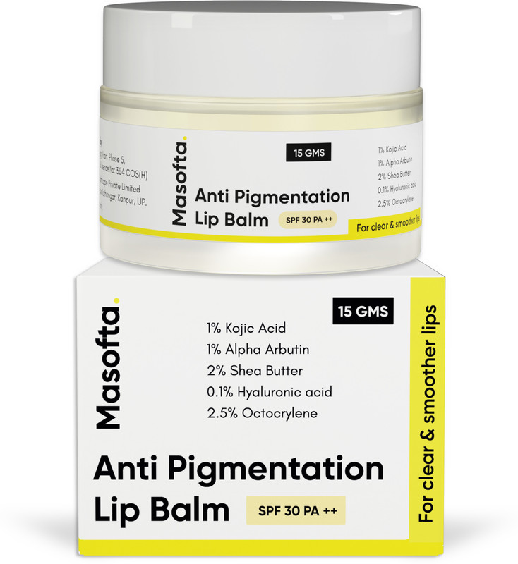 Masofta Anti Pigmentation Lip Balm for Removing Pigmentation with Kojic Acid-SPF 30PA++ Flavour Free(Pack of: 1, 15 g)